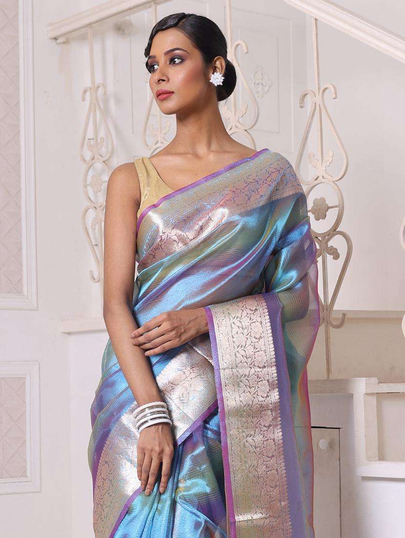 women solid with bordered saree with blouse - 22042921 -  Standard Image - 2