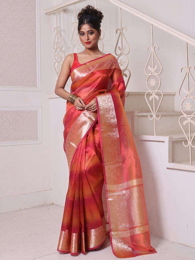 women solid with bordered saree with blouse