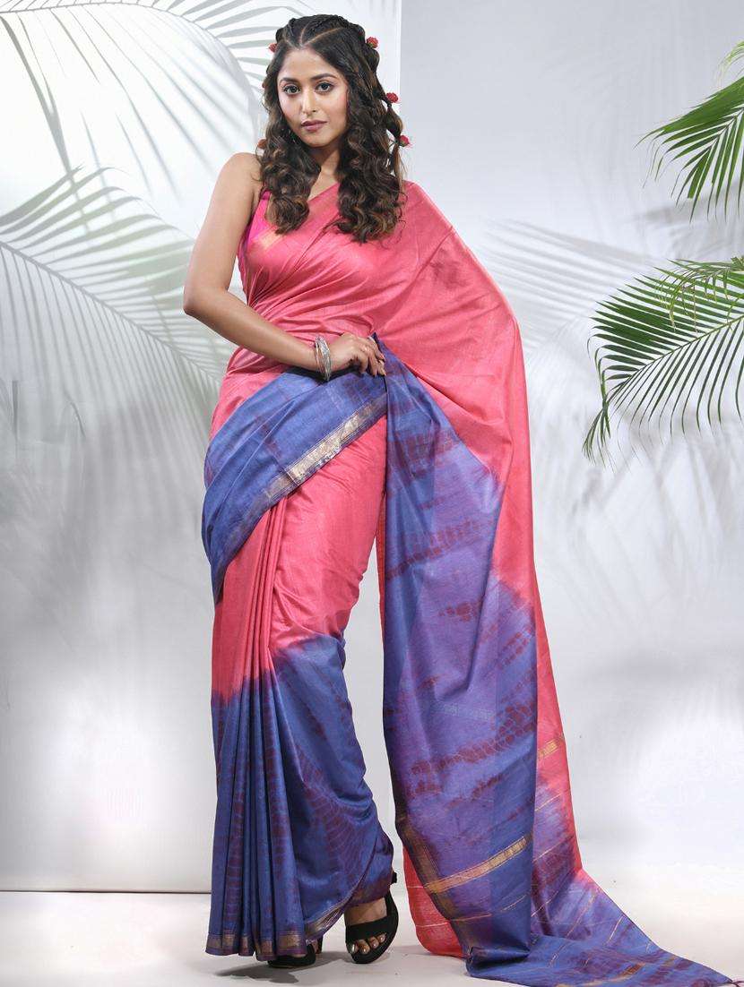 women shibori printed saree with blouse