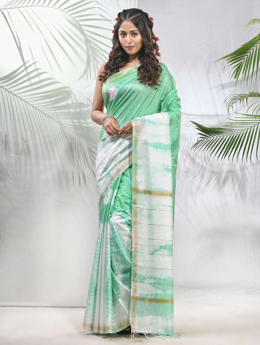 women shibori printed saree with blouse - 22042952 -  Zoom Image - 0