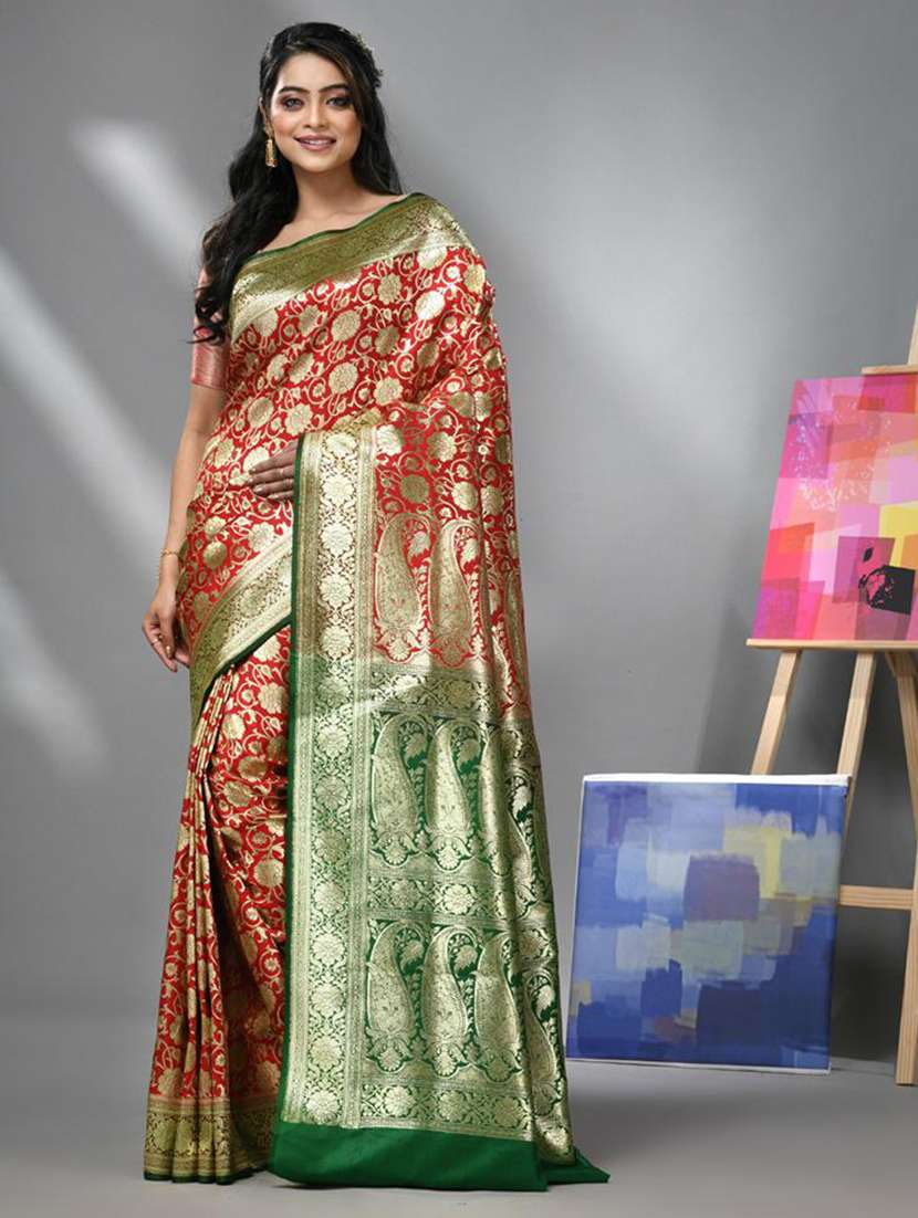 women self design banarasi saree with blouse