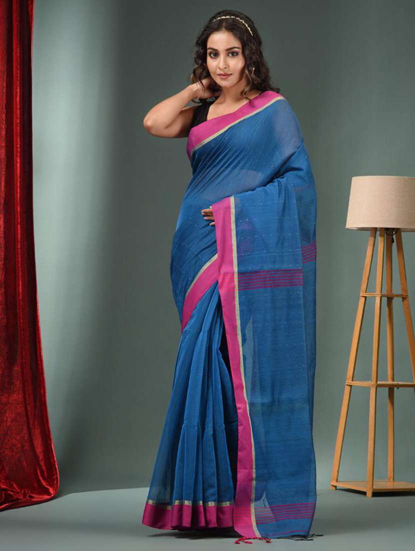 women self design handloom saree with blouse