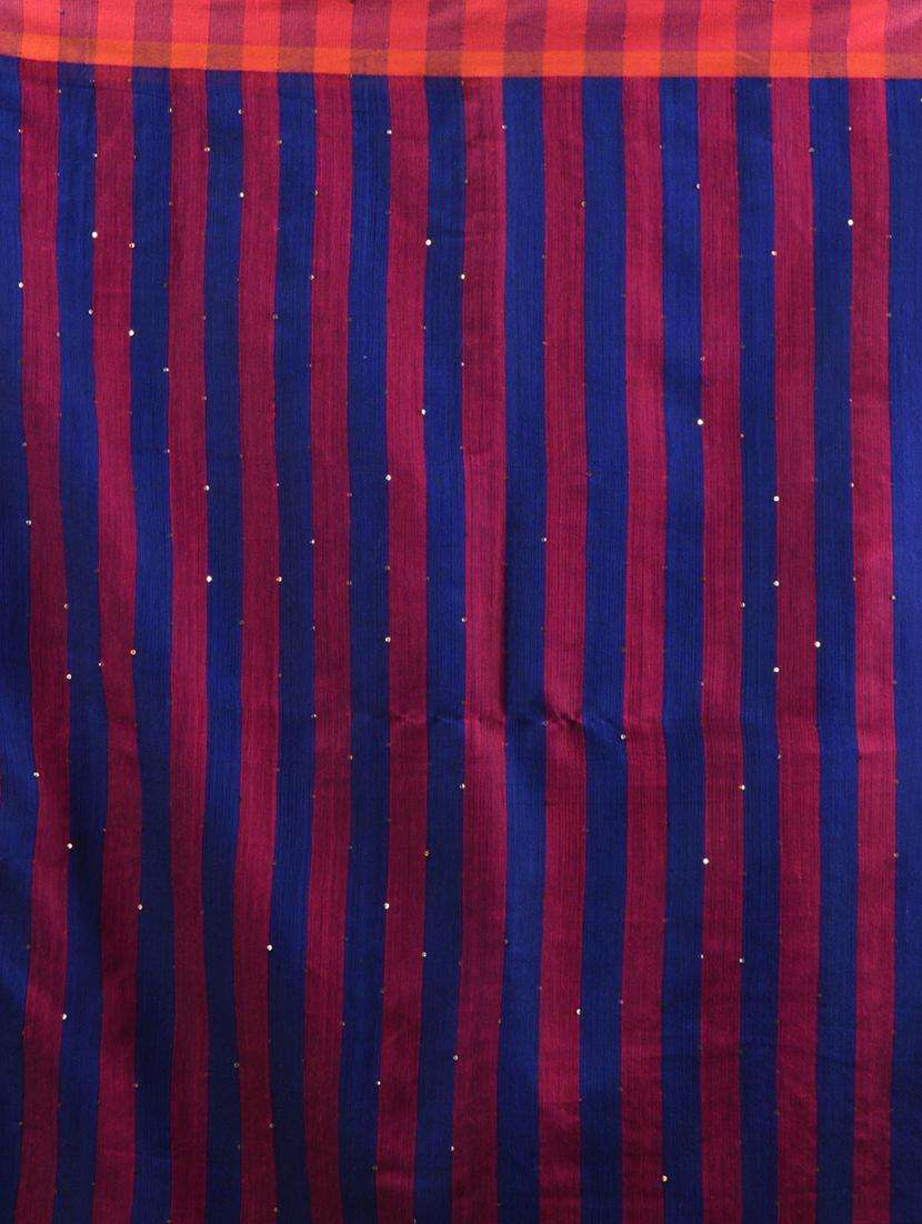 women solid with striped pallu handloom saree with blouse - 22043136 -  Standard Image - 2