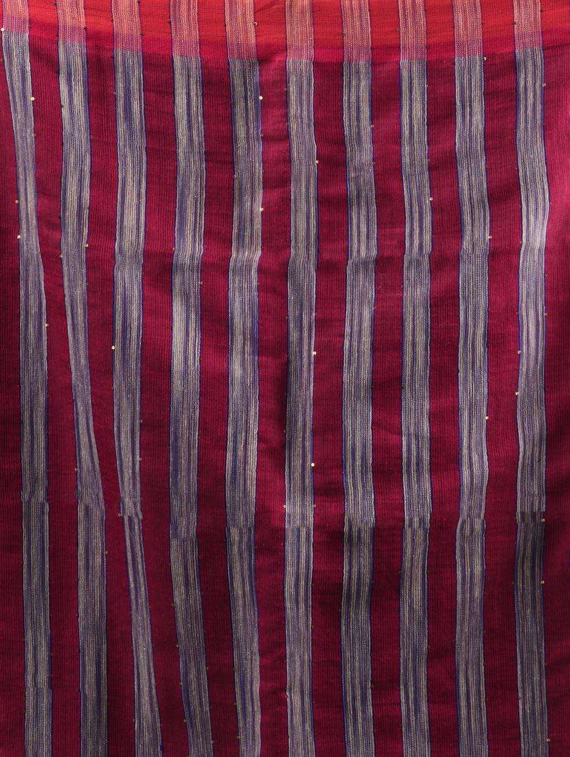 women solid with striped pallu handloom saree with blouse - 22043137 -  Standard Image - 2