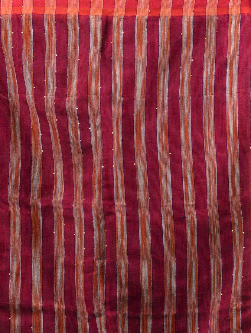 women solid with striped pallu handloom saree with blouse - 22043141 -  Standard Image - 2