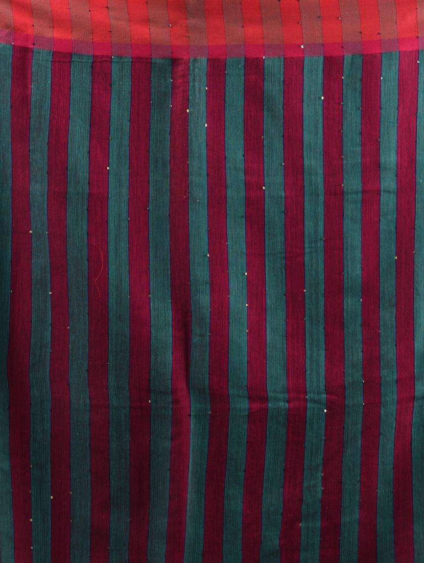 women solid with striped pallu handloom saree with blouse - 22043142 -  Standard Image - 2