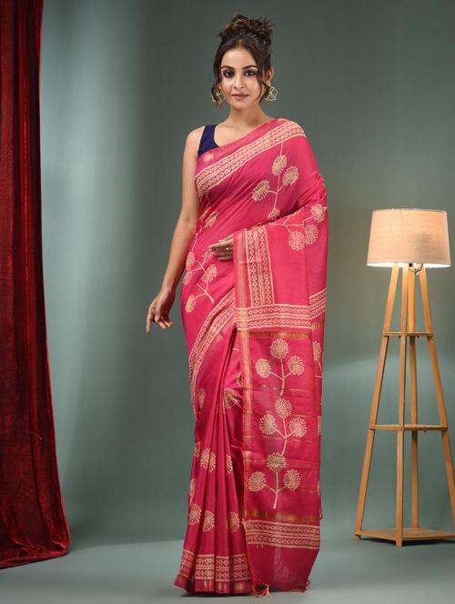 women printed handloom saree with blouse - 22043157 - Standard Image - 0