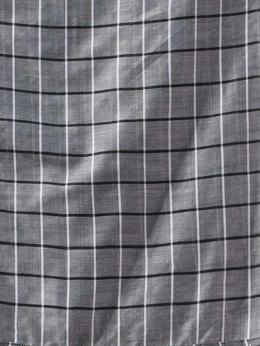 women checkered handloom saree with blouse - 22043230 -  Standard Image - 2