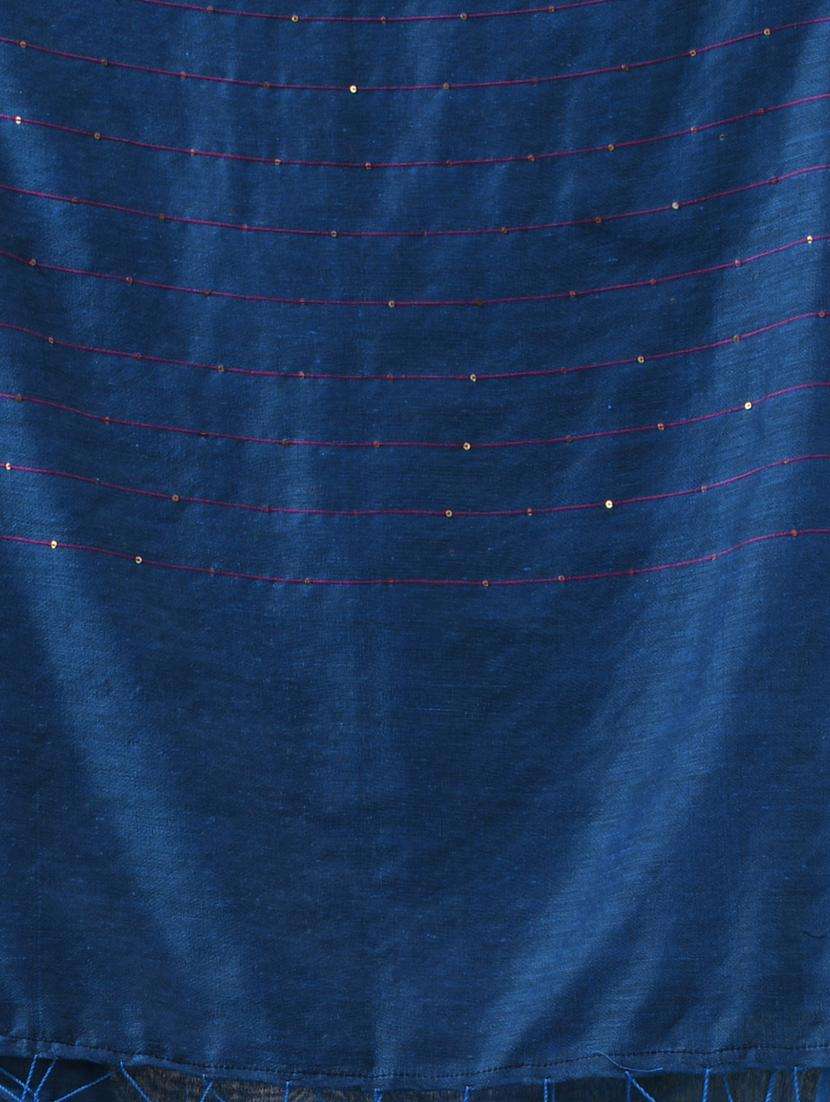women blue handloom saree with blouse - 22043250 -  Standard Image - 2
