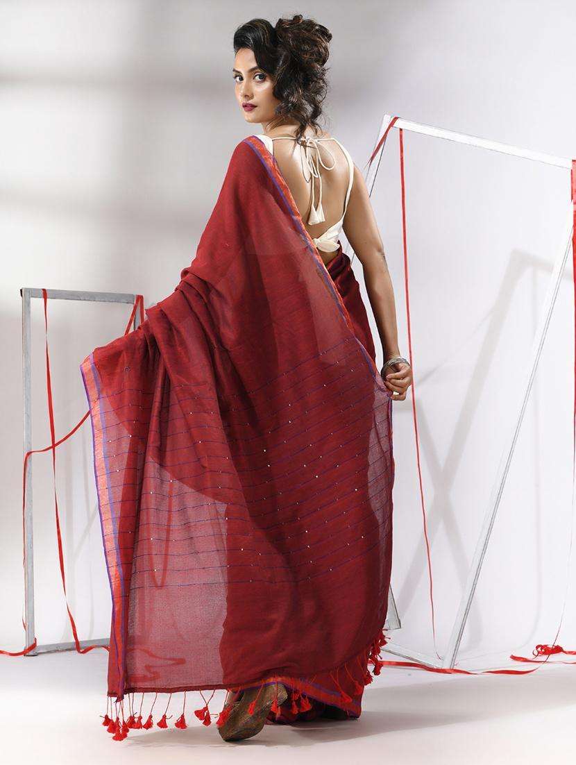 women red handloom saree with blouse - 22043251 -  Standard Image - 2