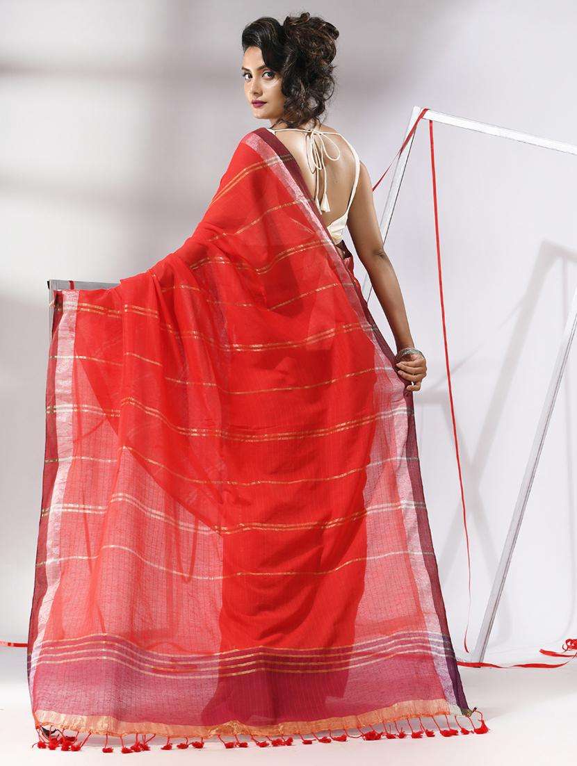 women red handloom saree with blouse - 22043279 -  Standard Image - 2