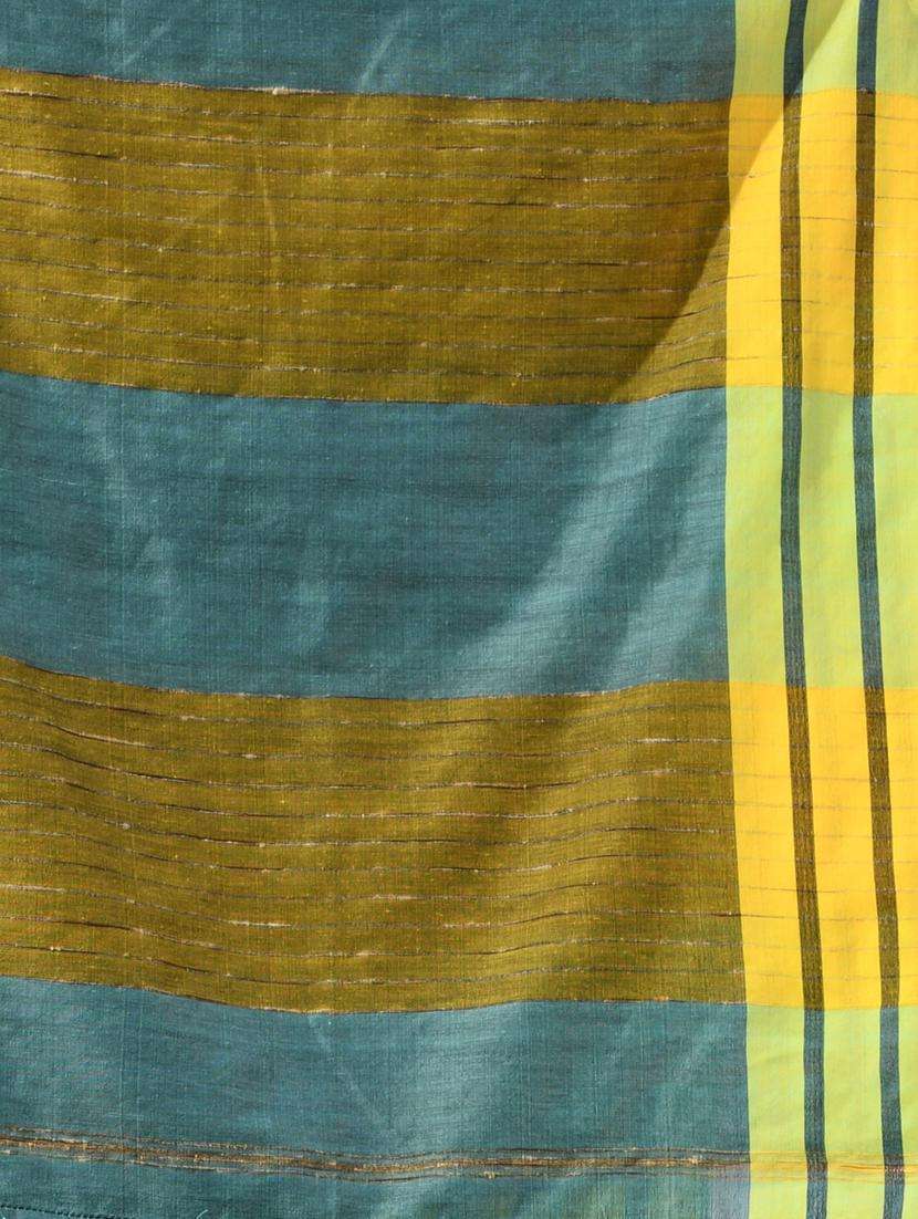 women teal handloom saree with blouse - 22043285 -  Standard Image - 2