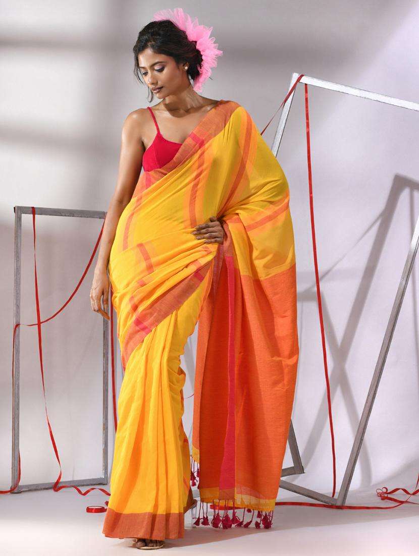 women striped handloom saree with blouse
