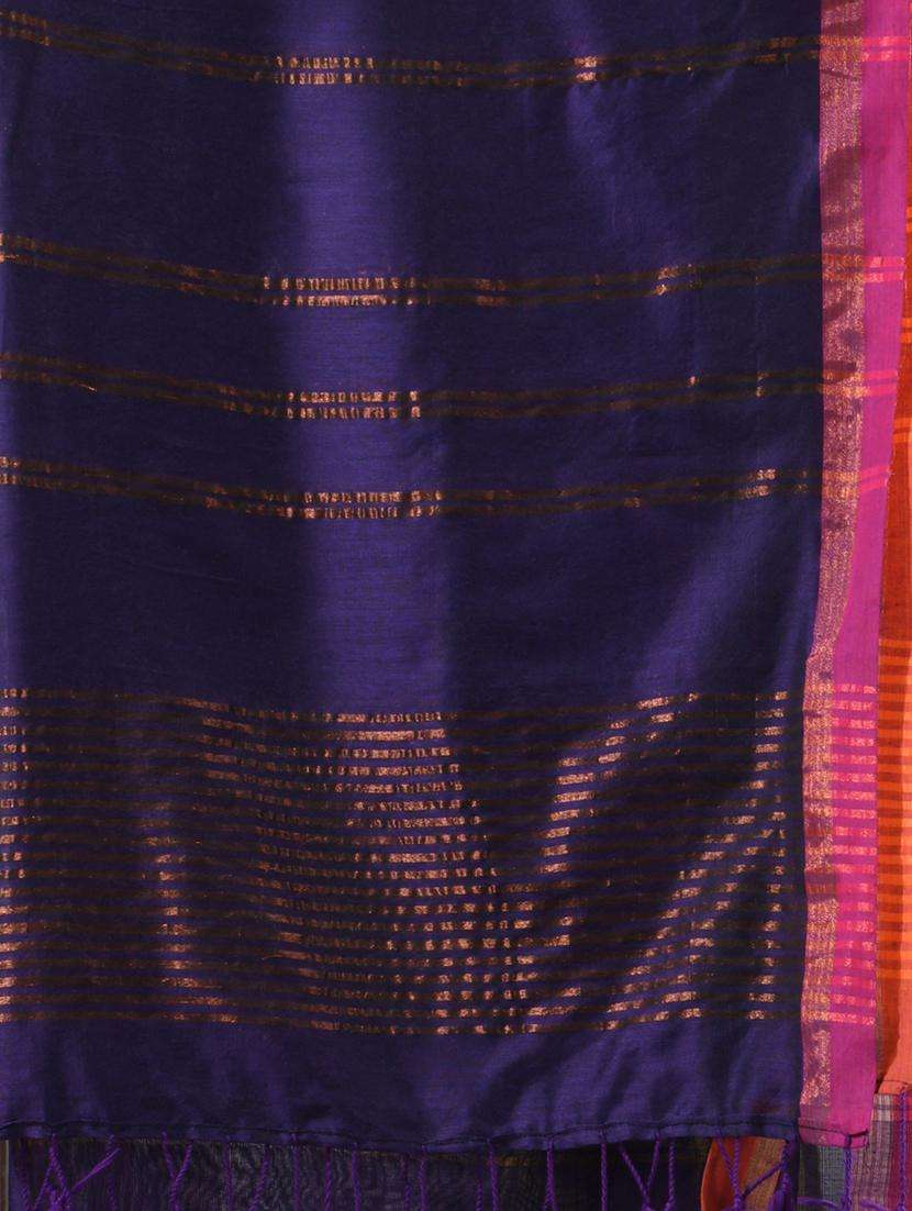 women striped handloom saree with blouse - 22043302 -  Standard Image - 2