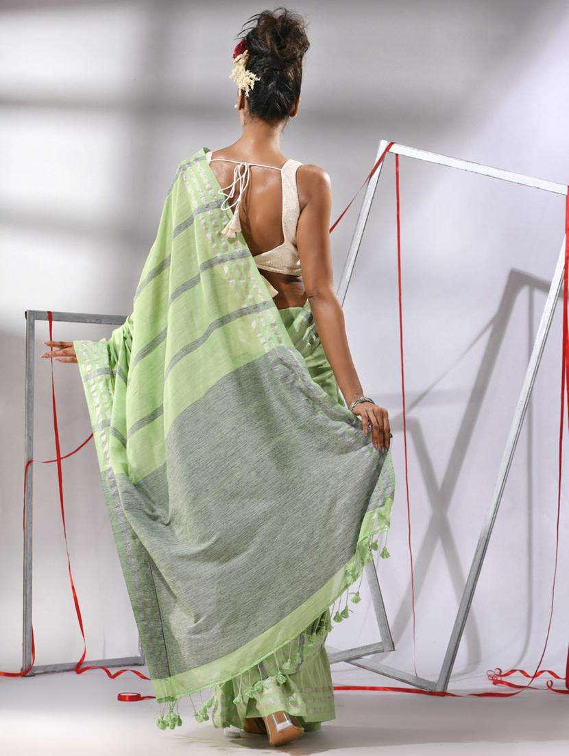 women neo mint handloom saree with blouse - 22043329 -  Standard Image - 2