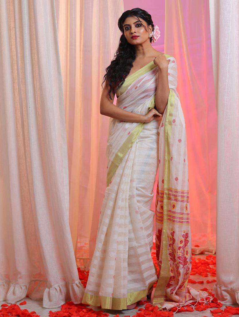 women self design handloom saree with blouse