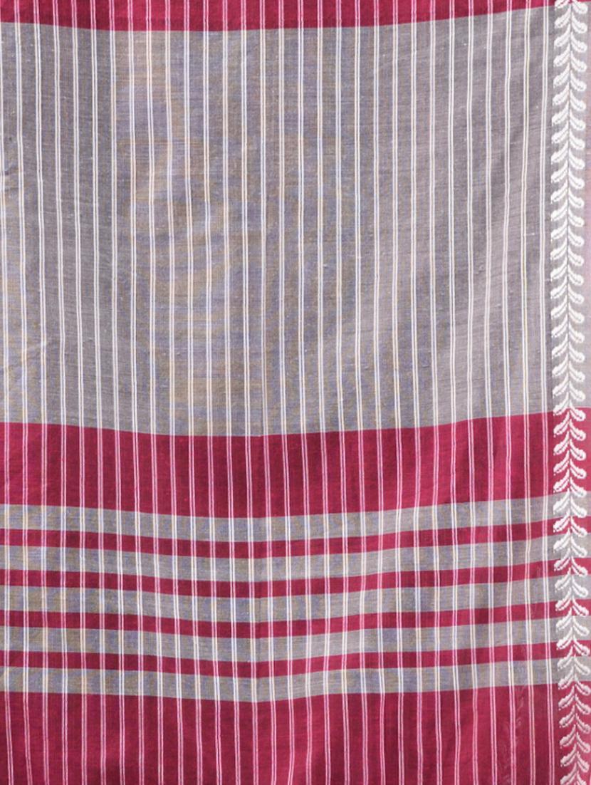 women striped handloom saree with blouse - 22043422 - Standard Image - 2
