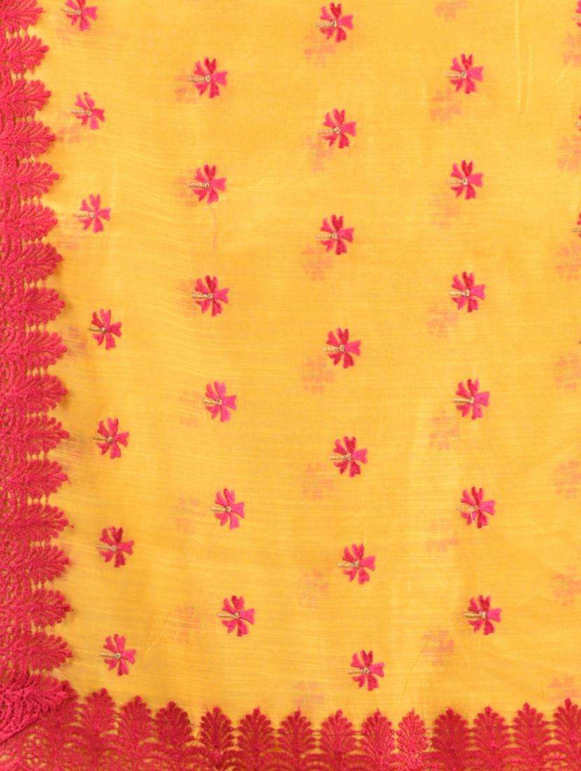 women solid with work bordered saree with blouse - 22043442 - Standard Image - 2