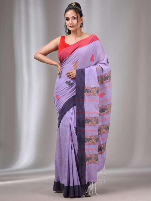 women self design handloom saree with blouse - 22043465 - Standard Image - 0