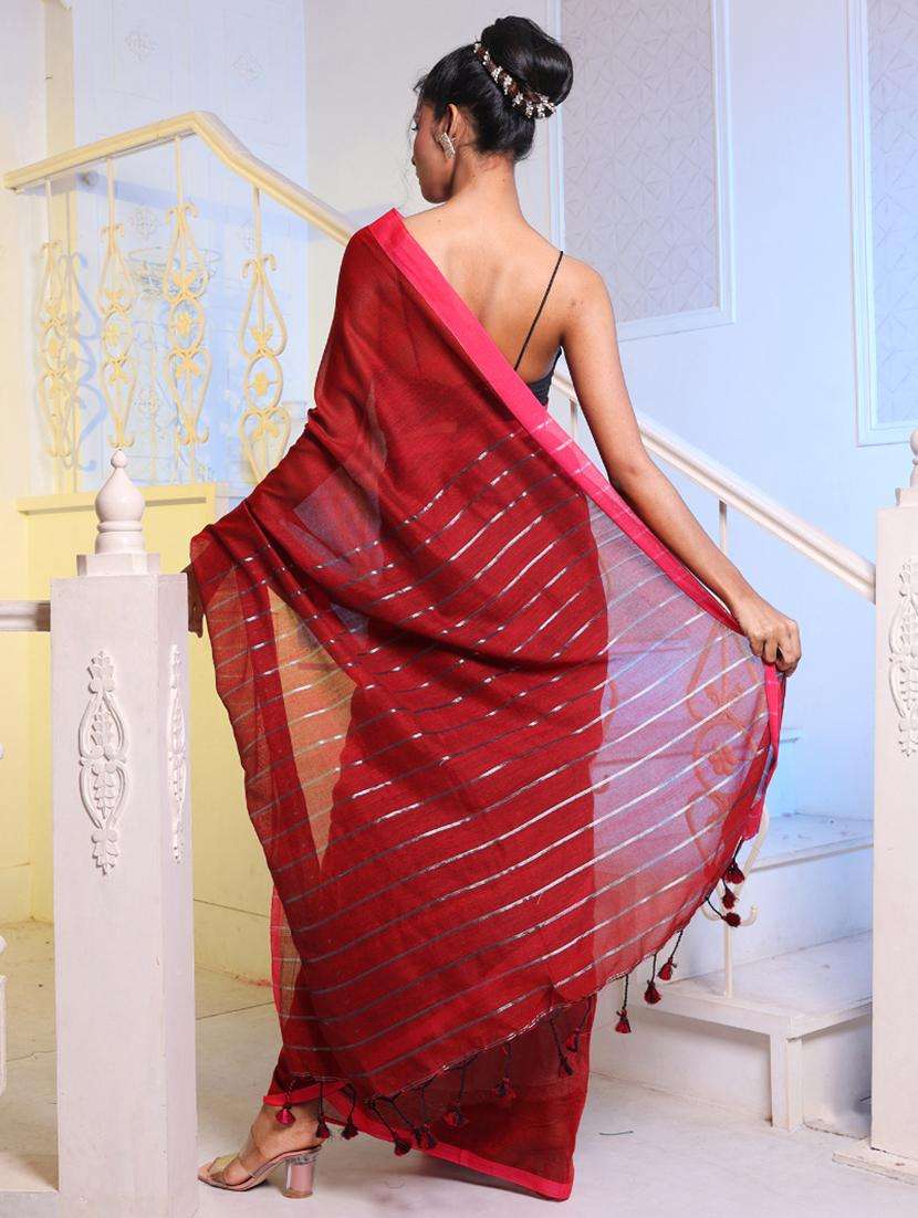women red handloom saree with blouse - 22043634 -  Standard Image - 2