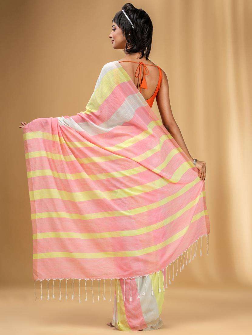 women striped handloom saree with blouse - 22043712 -  Standard Image - 2