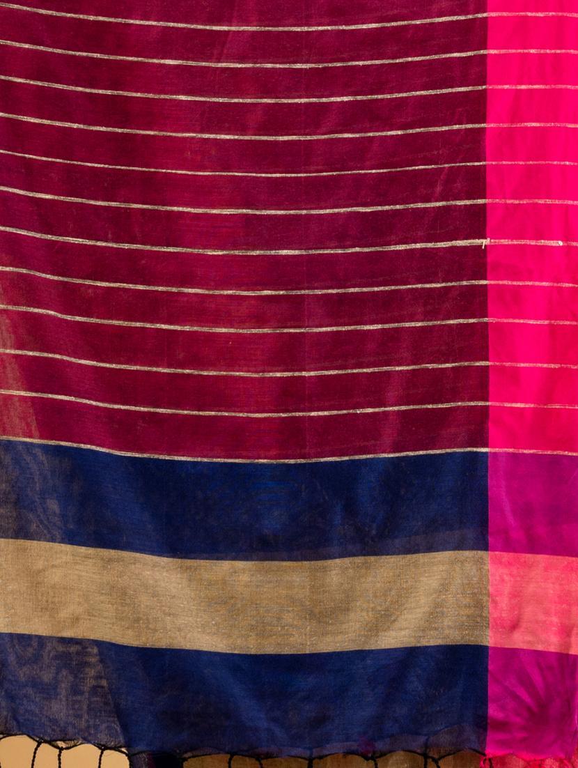 women striped handloom saree with blouse - 22043734 - Standard Image - 2