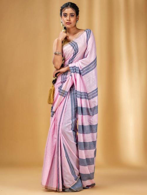 women striped handloom saree with blouse - 22043765 - Standard Image - 0