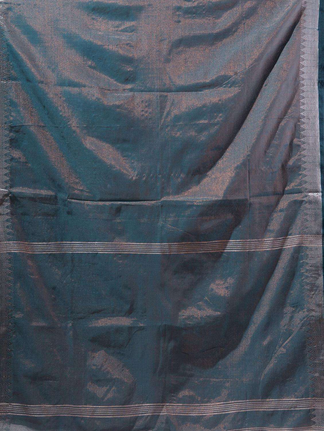 women teal handloom saree with blouse - 22043776 -  Standard Image - 2