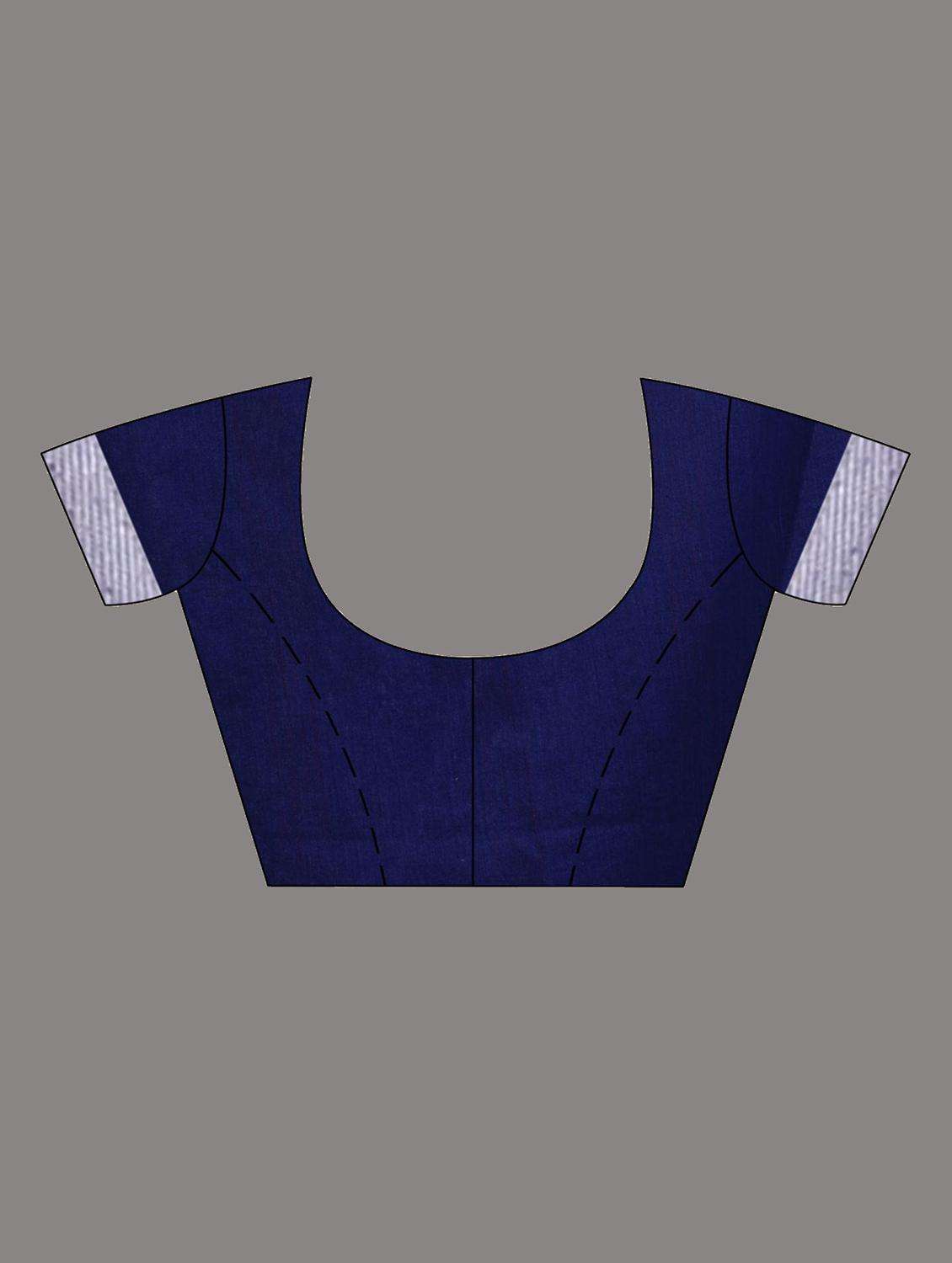 women blue handloom saree with blouse - 22043828 -  Standard Image - 2