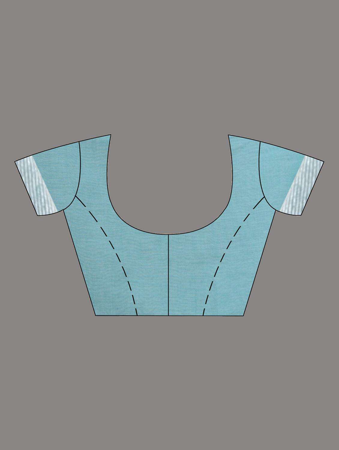 women teal handloom saree with blouse - 22043830 -  Standard Image - 2