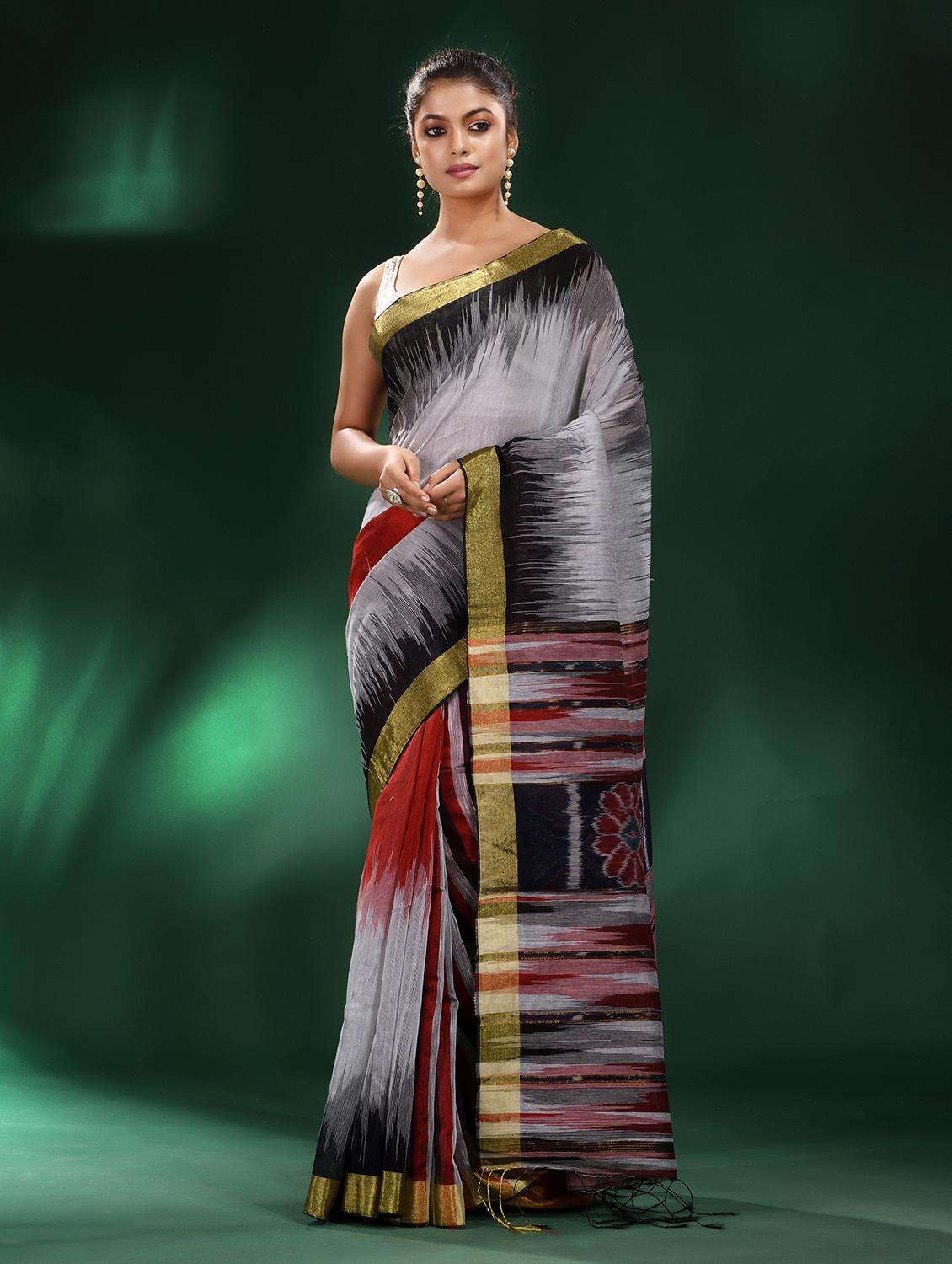 women self design handloom saree with blouse