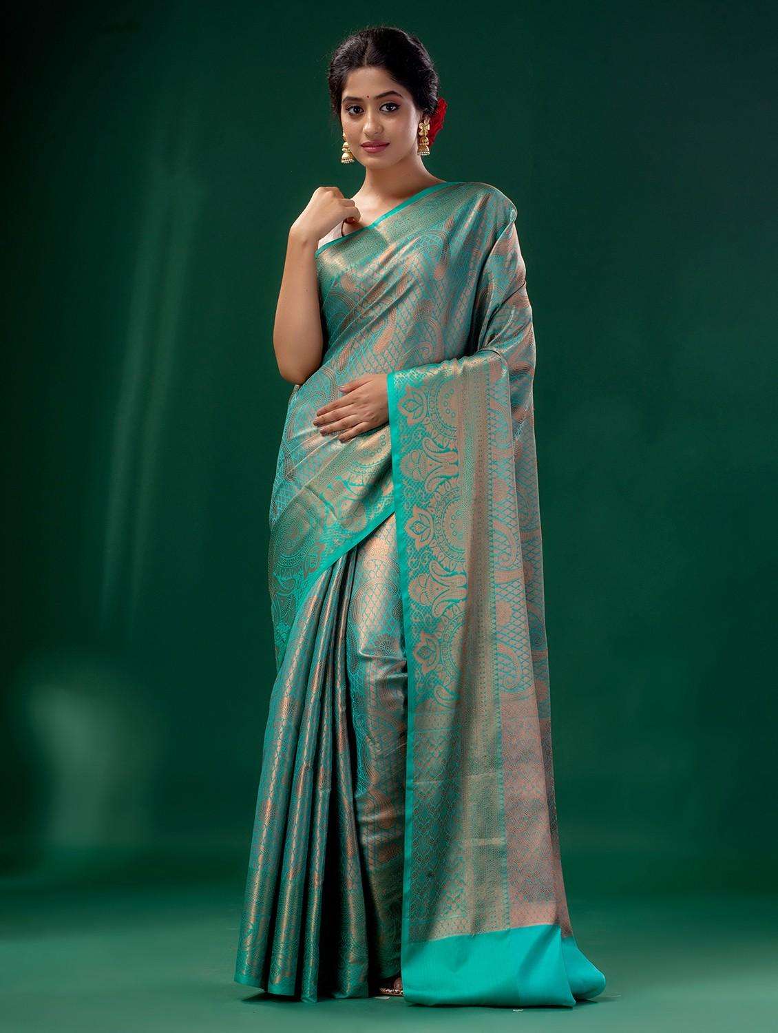 women self design southern silk saree with blouse