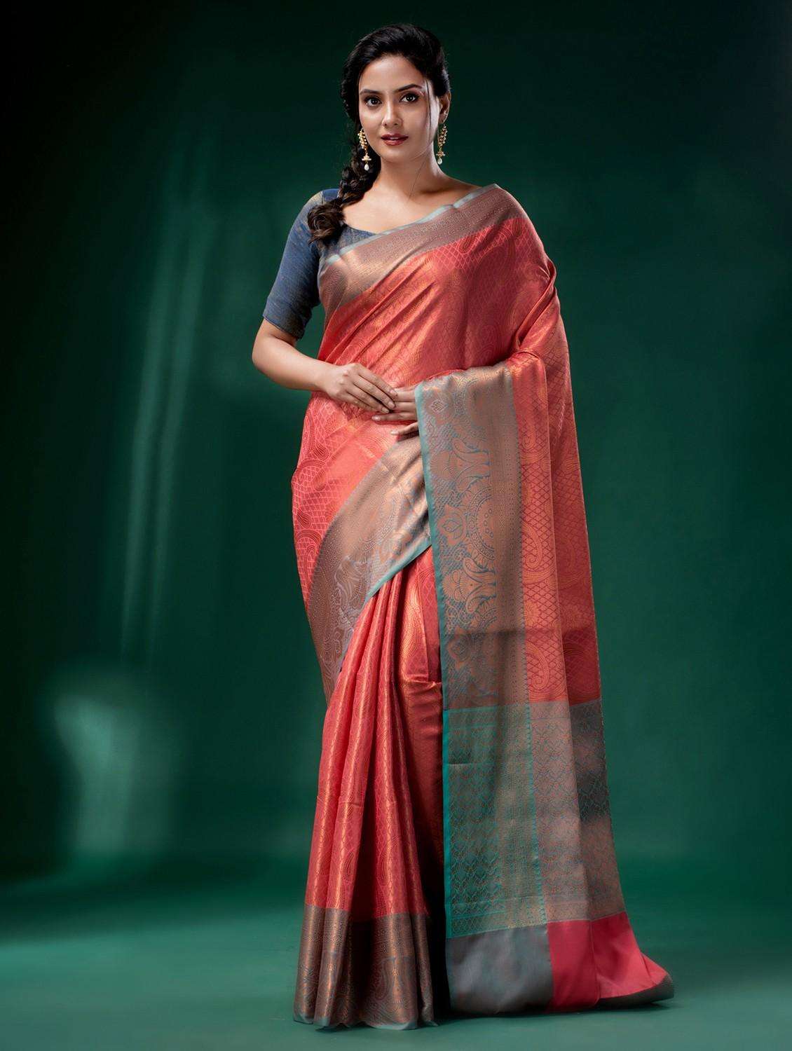 women self design southern silk saree with blouse