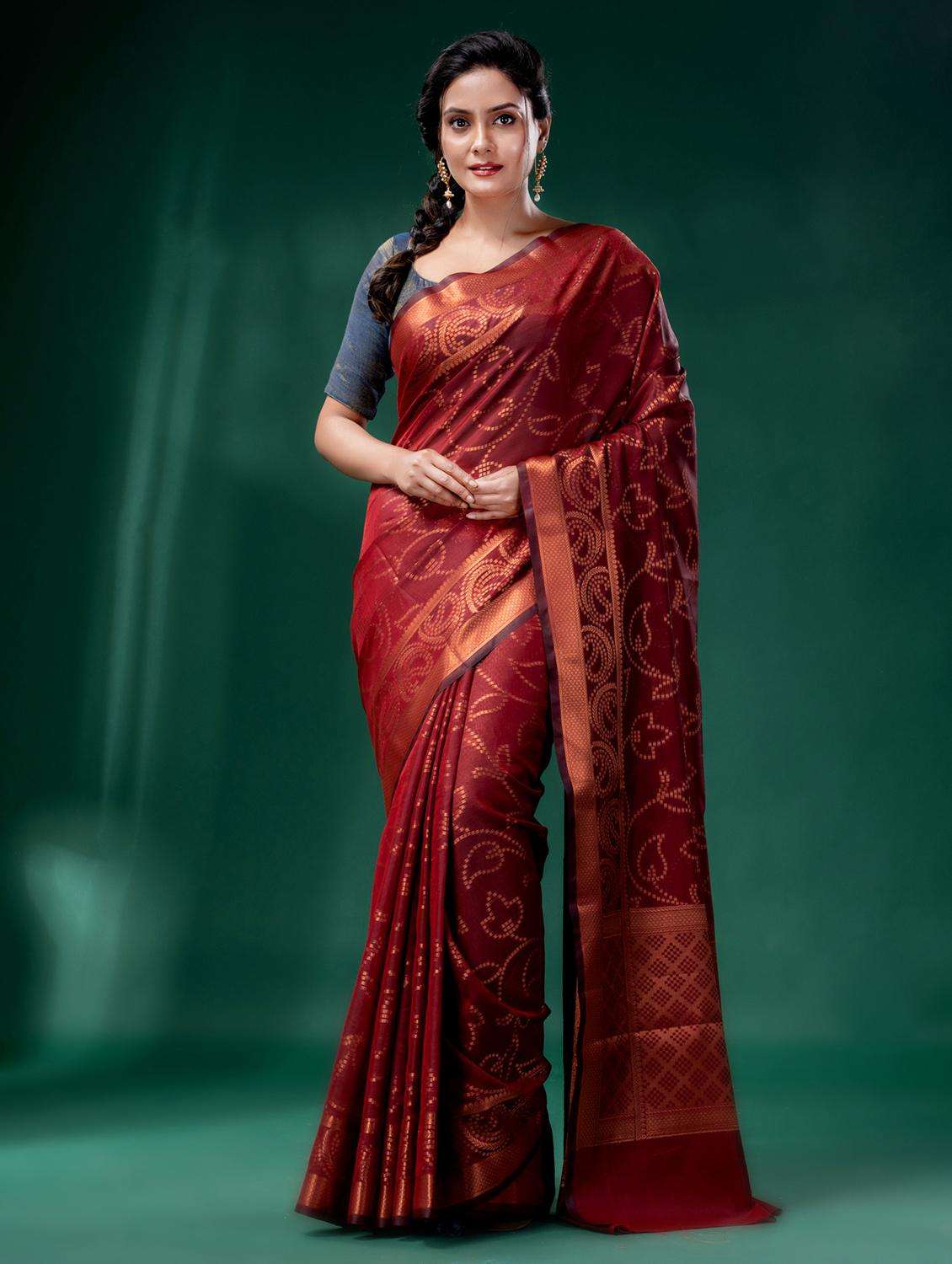 women self design southern silk saree with blouse