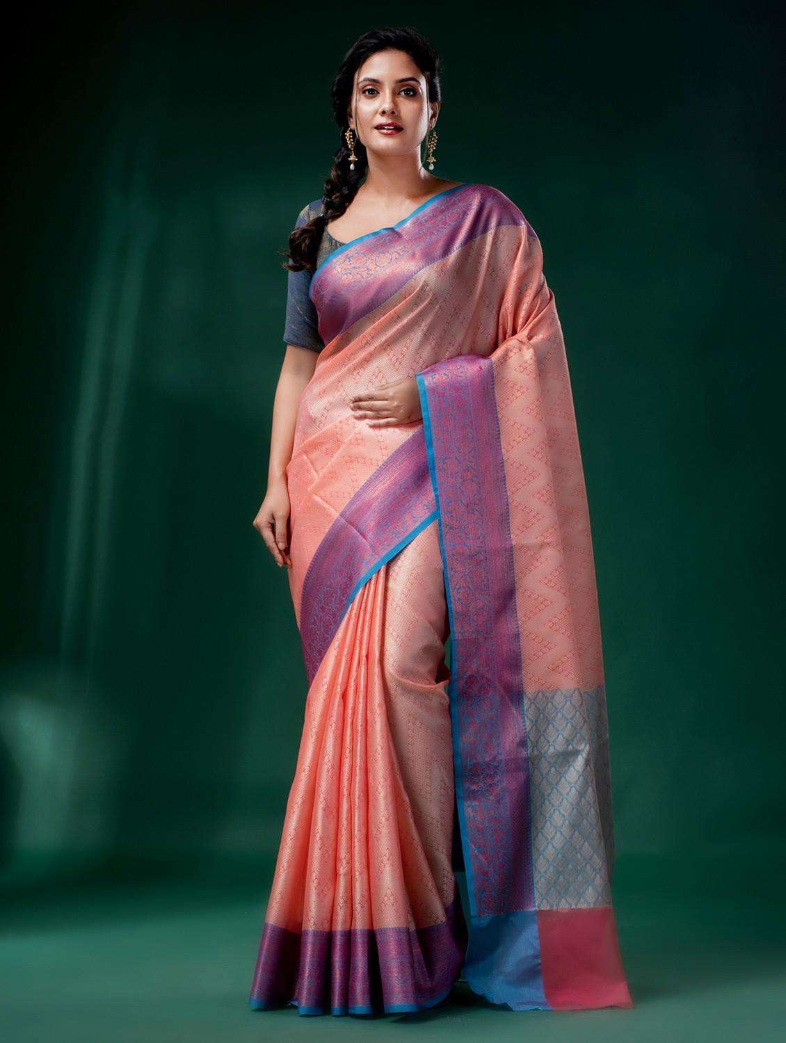 women self design banarasi saree with blouse