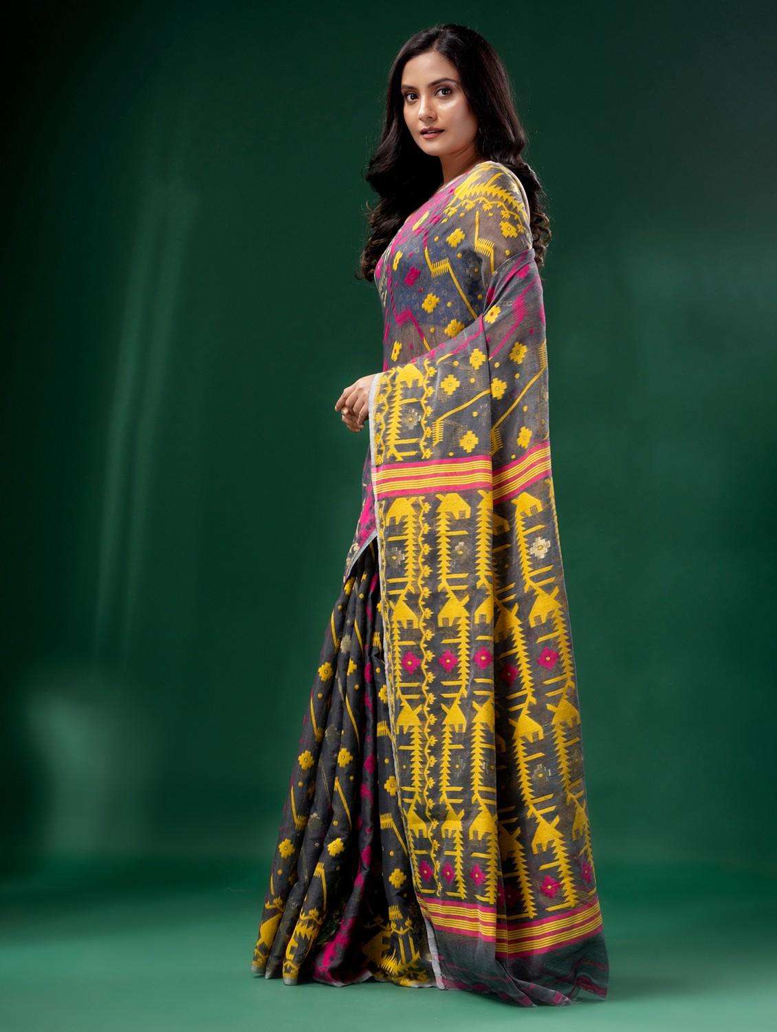 women self design jamdani saree with blouse - 22043957 -  Standard Image - 2