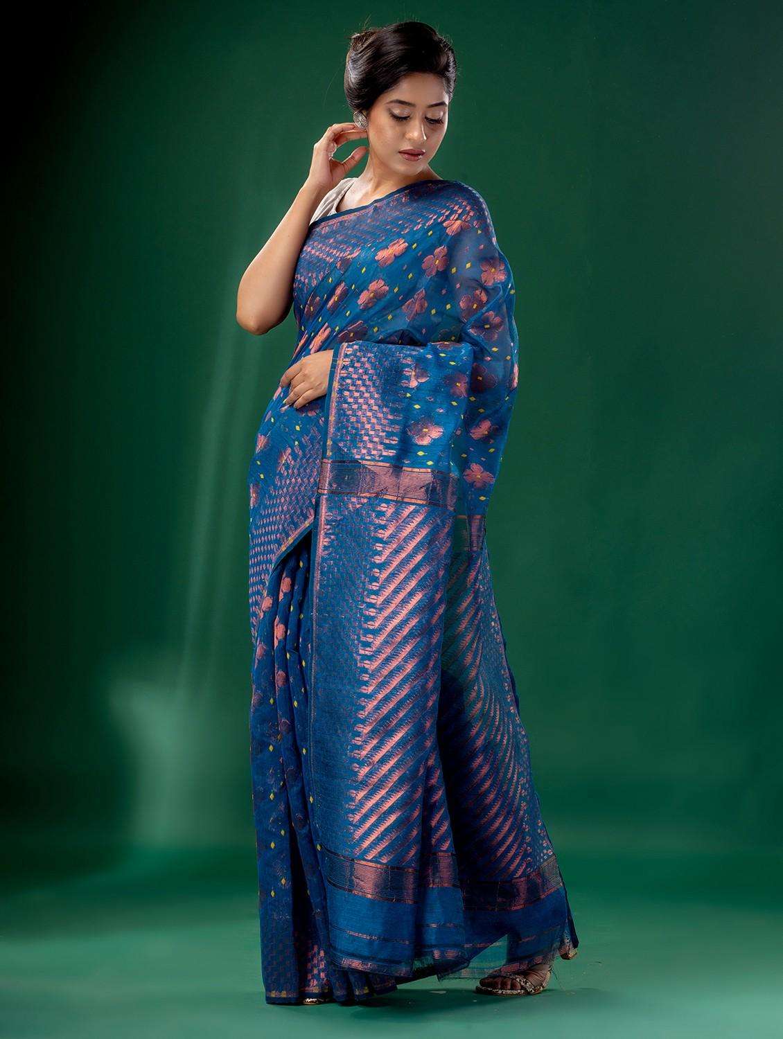 women self design jamdani saree with blouse - 22043969 -  Standard Image - 2