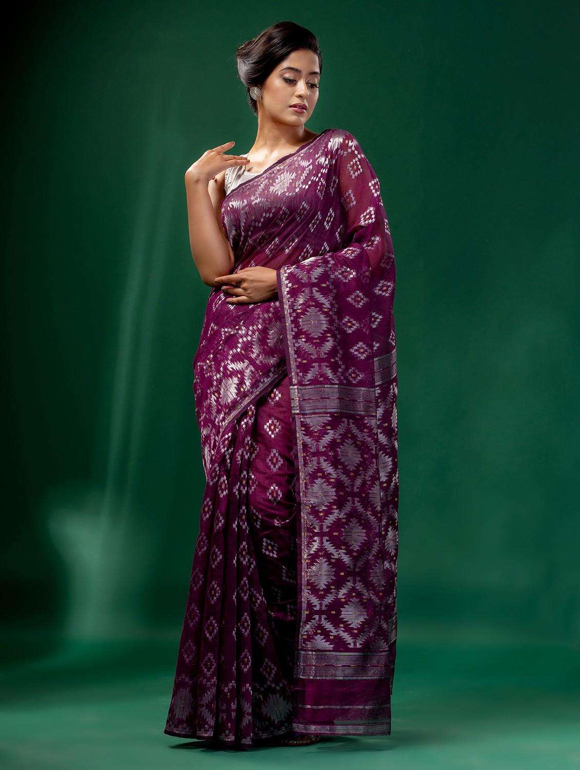 women self design jamdani saree with blouse - 22043973 -  Standard Image - 2
