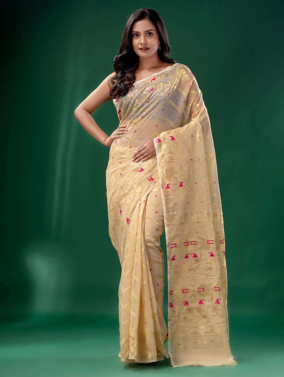 women self design jamdani saree with blouse