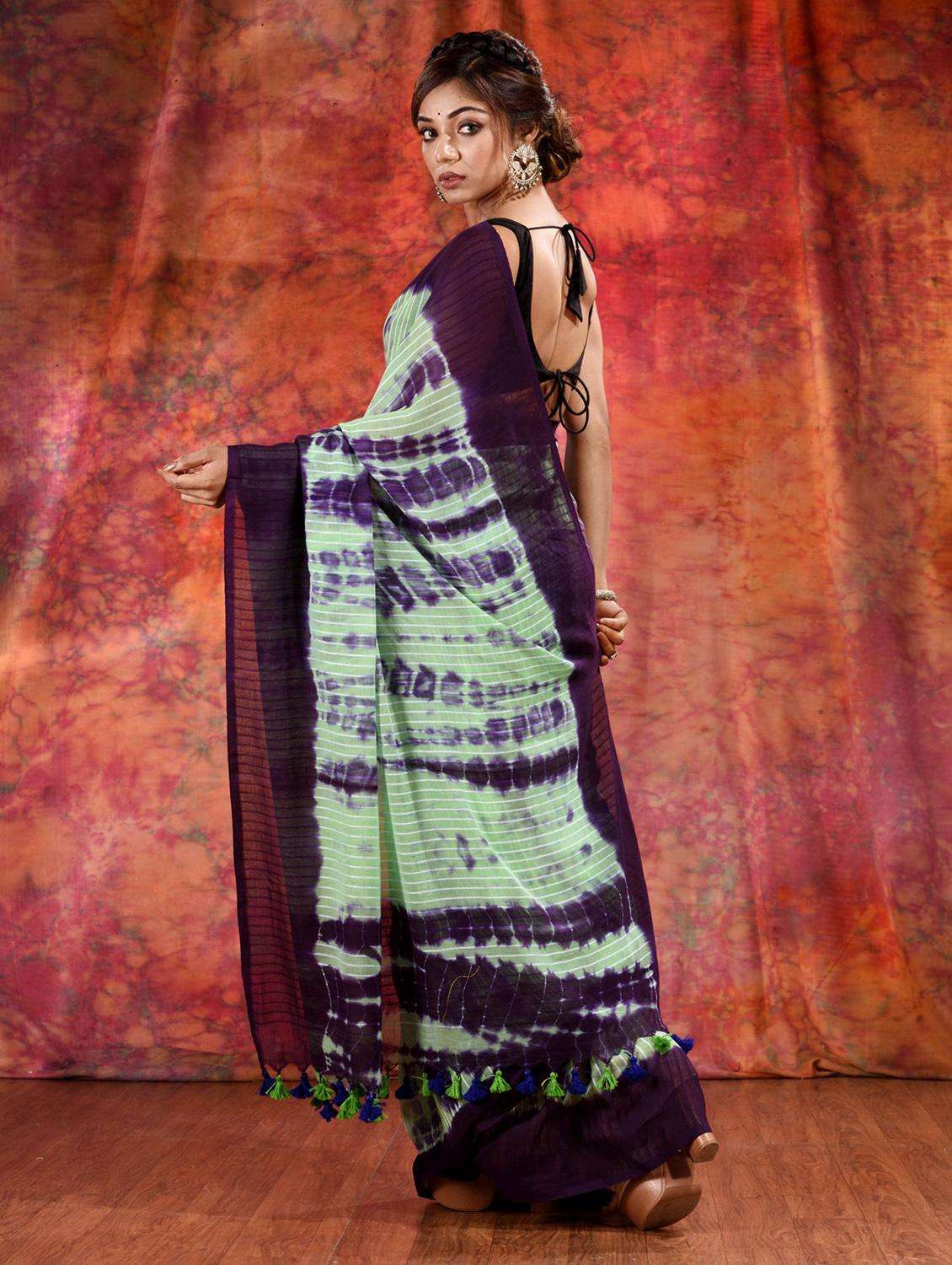 women shibori printed saree with blouse - 22044013 -  Standard Image - 2