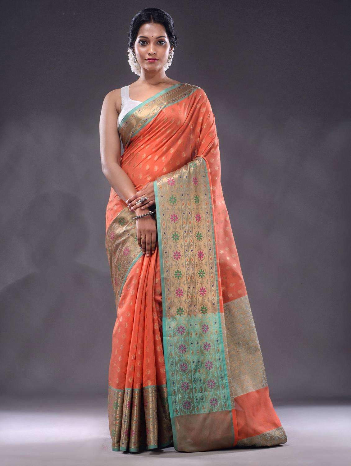 women self design southern silk saree with blouse