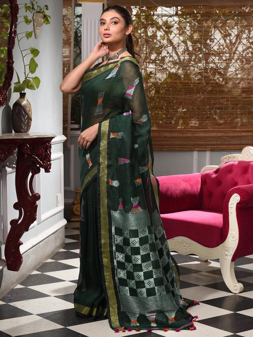 women self design handloom saree with blouse - 22044106 - Standard Image - 2