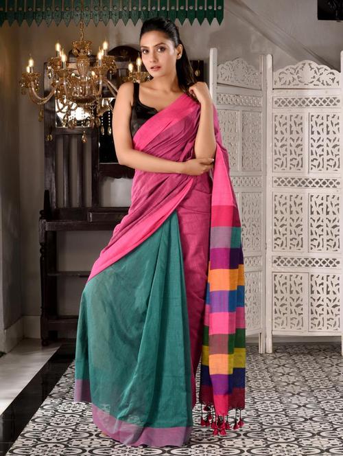 women solid half and half saree with blouse - 22044110 - Standard Image - 0