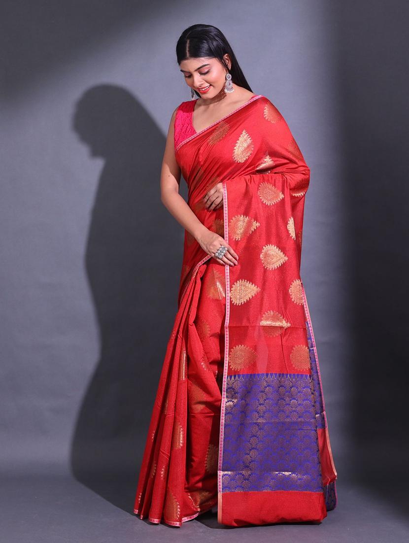 women self design chanderi saree with blouse - 22044146 - Standard Image - 2