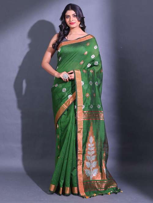 women self design chanderi saree with blouse - 22044190 -  Standard Image - 0