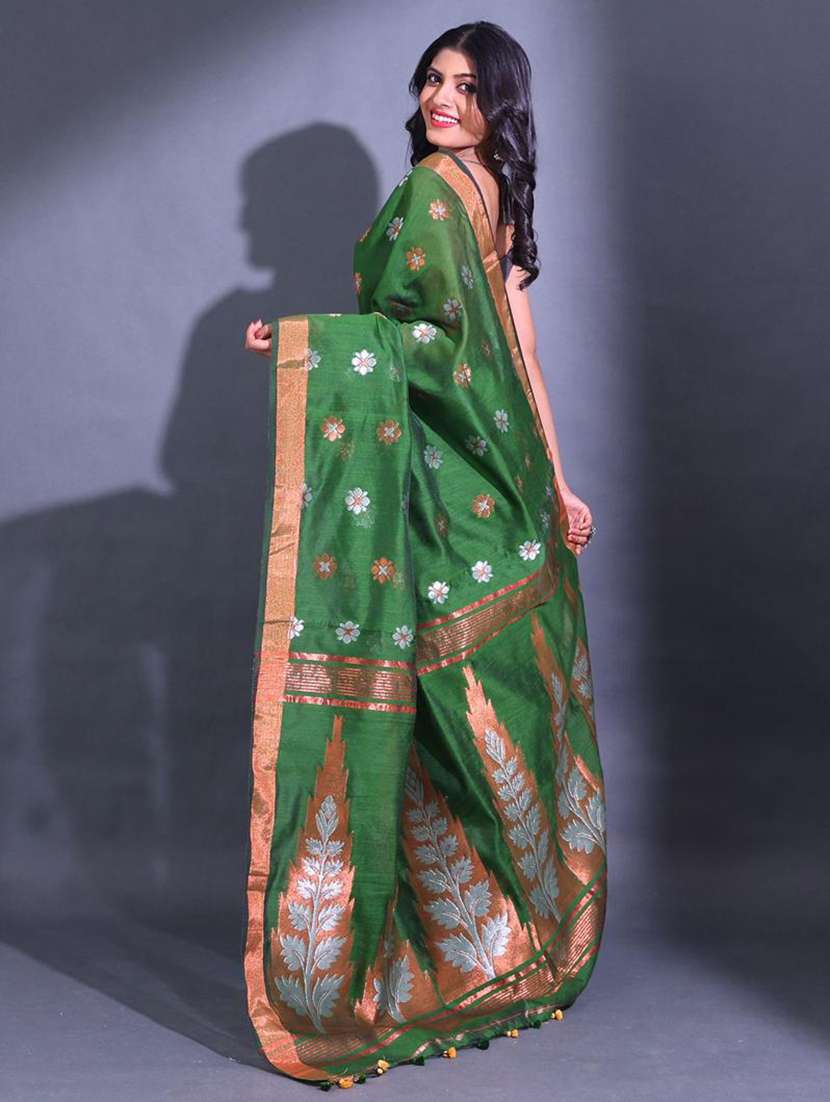 women self design chanderi saree with blouse - 22044190 - Standard Image - 2