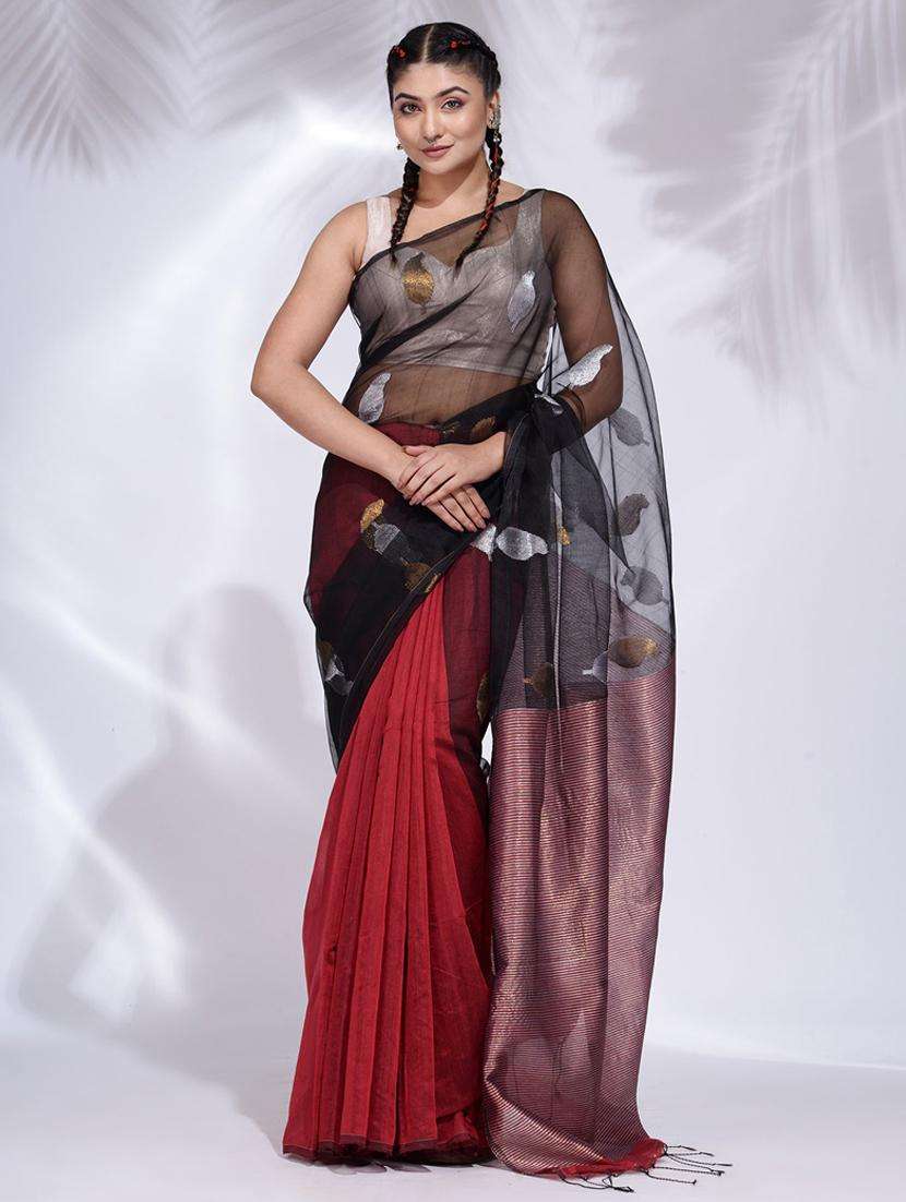 women self design half & half saree with blouse