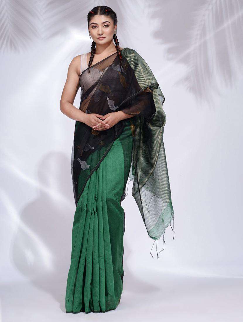 women self design half & half saree with blouse
