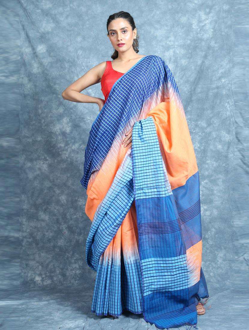 women self design handloom saree with blouse