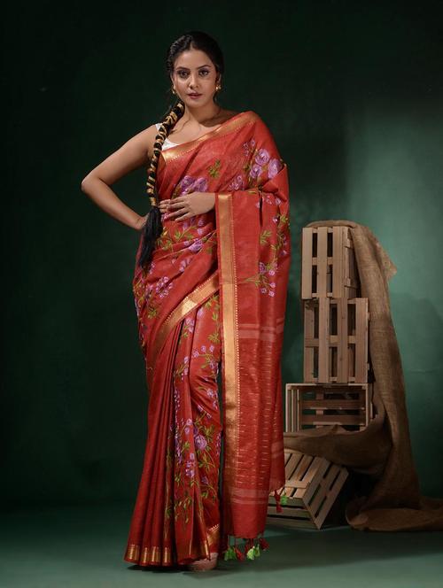 women floral printed saree with blouse - 22045785 - Standard Image - 0